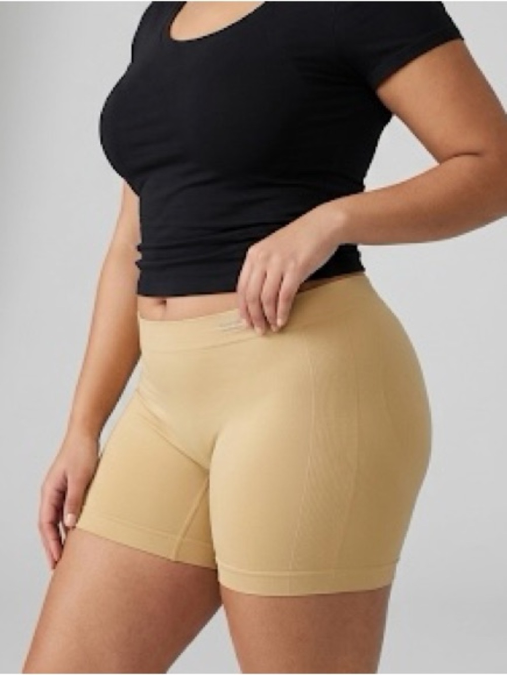 Seamless High-Rise Beige Women’s Shapewear Shorts